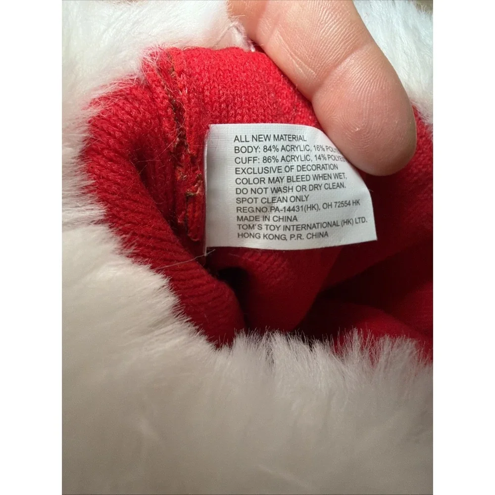 TARGET Tom's Toys Red & White Fluffy Plush Christmas Stocking Pom poms